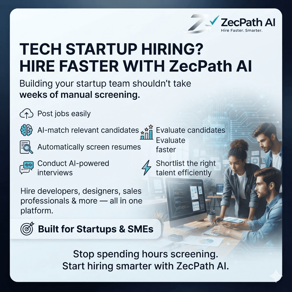 Tech Startup Hiring Made Faster with ZecPath AI